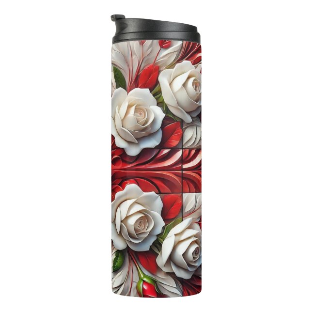 Thermaltumbler mit englischer Rose Design Thermosbecher (Nach rechts gedreht)