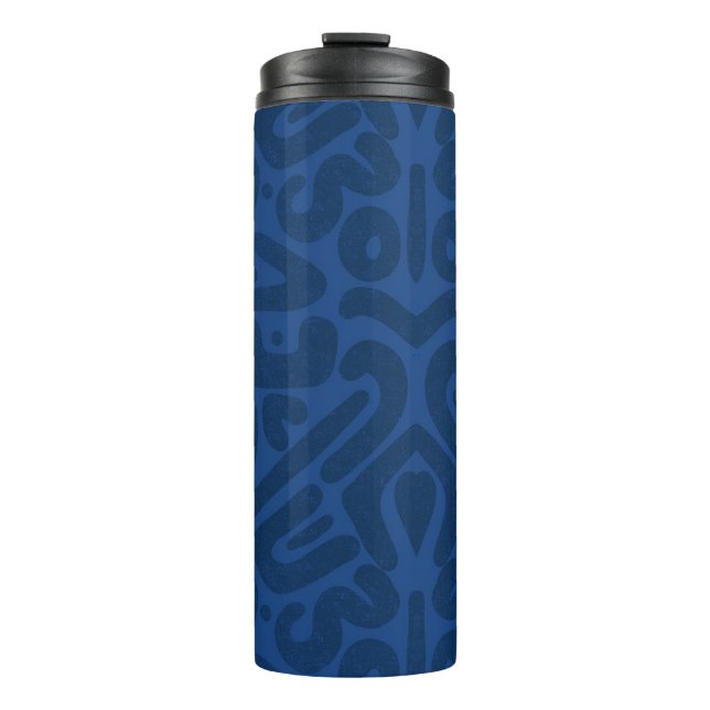 Thermische Flasche mit blauem Muster (Vorderseite)