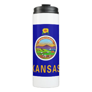Thermische Trommel mit Flagge von Kansas, USA Thermosbecher