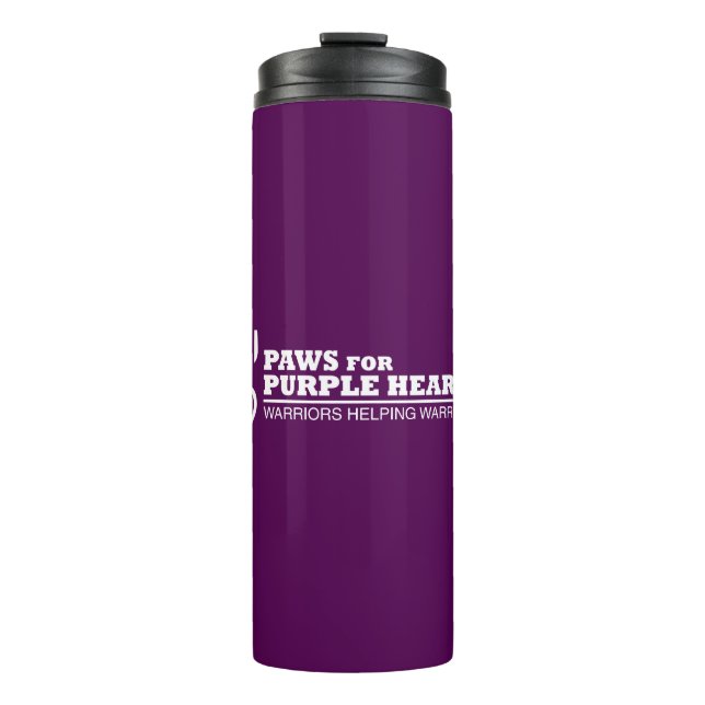 Thermische Tumbler-Flasche - Lila, weißes Logo Thermosbecher (Vorderseite)