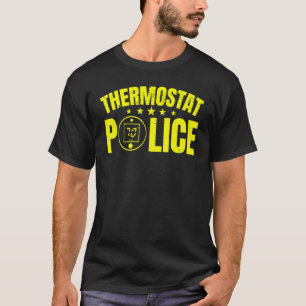 Thermostat Police Vater Fathers Day Blue Line USA  T-Shirt