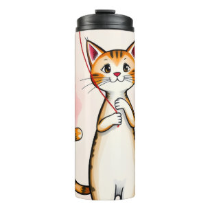 Thermotumbler Katze Kätzchen Rote Herzen Thermosbecher