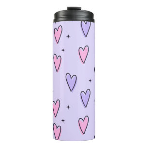Thermotumbler Lila Rosa Herzen Thermosbecher