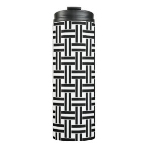 Thermotumbler Schwarz & Weiß Quadrat Streifen Thermosbecher