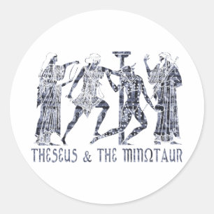 Theseus u. das Minotaur Runder Aufkleber