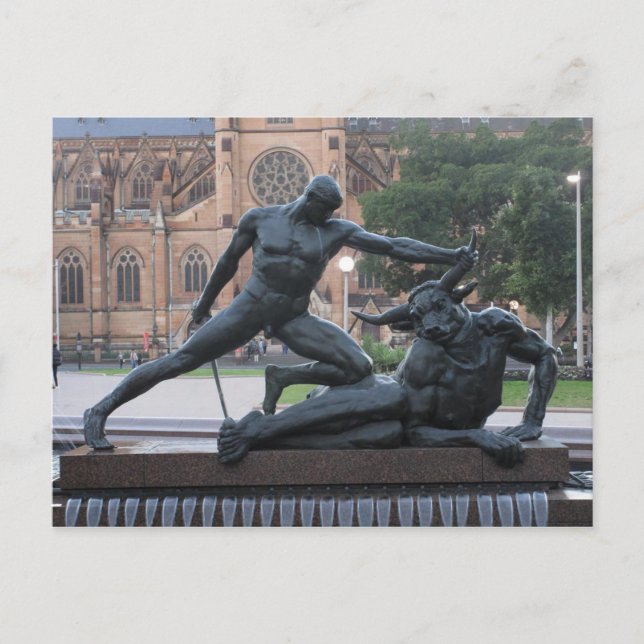 Theseus und die Postkarte der Minotaur-Statue (Vorderseite)