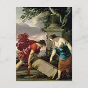 Theseus und seine Mutter Aethra, c.1635-36 Postkarte