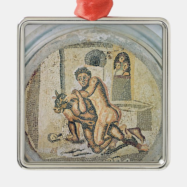 Theseus Wrestling mit dem Minotaur Silbernes Ornament (Vorne)