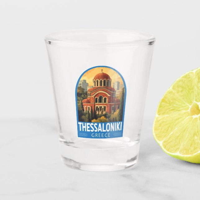 Thessaloniki Griechenland Agios Pavlos Travel Art  Schnapsglas (Vorderseite)