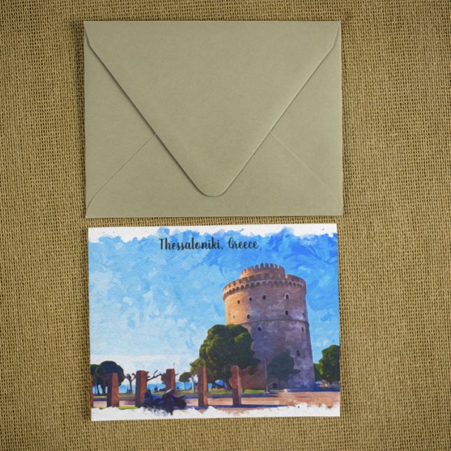 Thessaloniki Griechenland Aquarellbilder Postkarte (Thessaloniki Greece Watercolor Artwork Postcard)