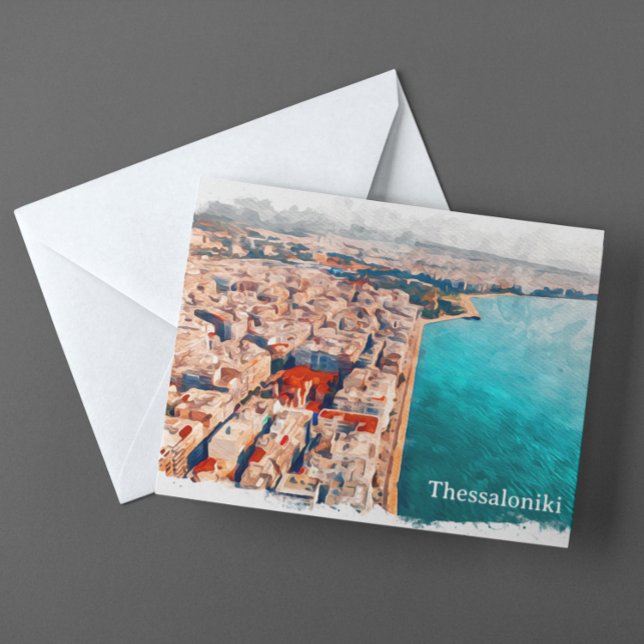 Thessaloniki Griechenland Panorama-Aussicht Postkarte (Thessaloniki Greece postcard)
