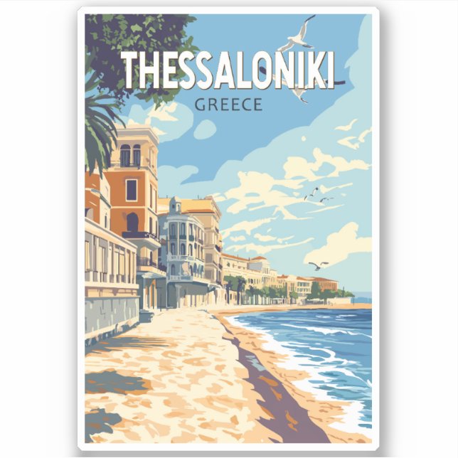 Thessaloniki Griechenland Reisen Kunst Vintag Aufkleber (Vorderseite)