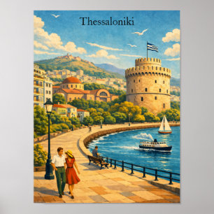 Thessaloniki Griechenland Vintage Reise Poster