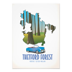 Thetford-Wald Norfolk Suffolk England Karte Fotodruck