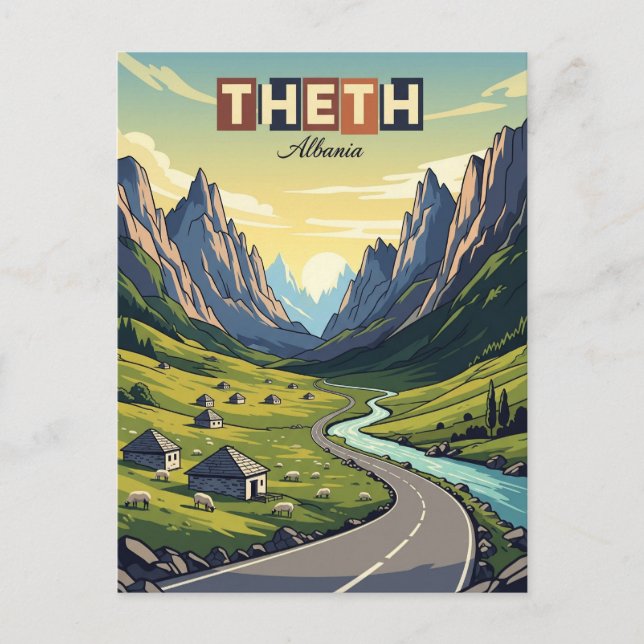 Theth Albanien Travel Postkarte (Vorderseite)