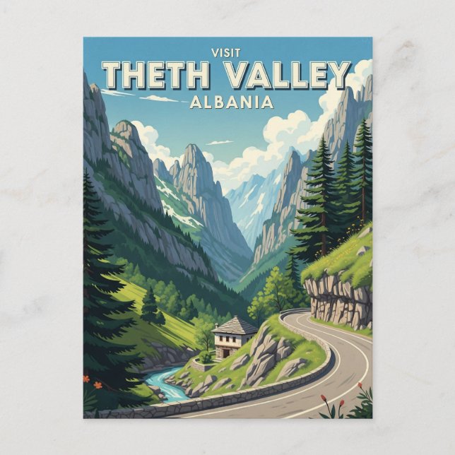 Theth Albanien Travel Postkarte (Vorderseite)