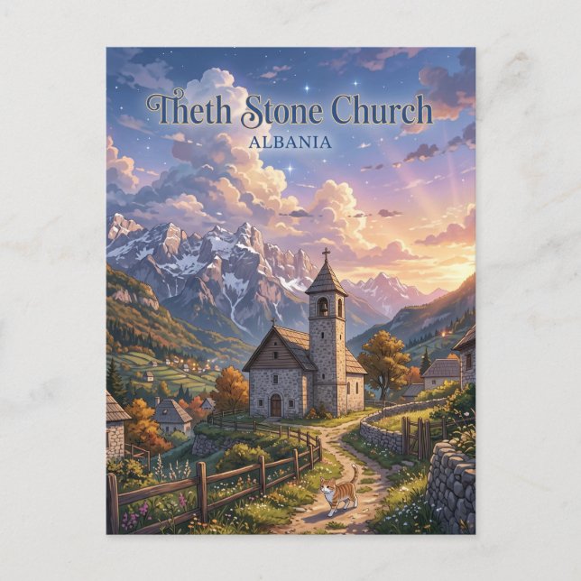 Theth Steinkirche Albanien Postkarte (Vorderseite)