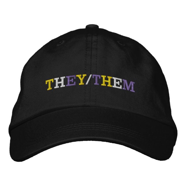 They Them Nonbinary Pride Bestickte Baseballkappe (Vorderseite)