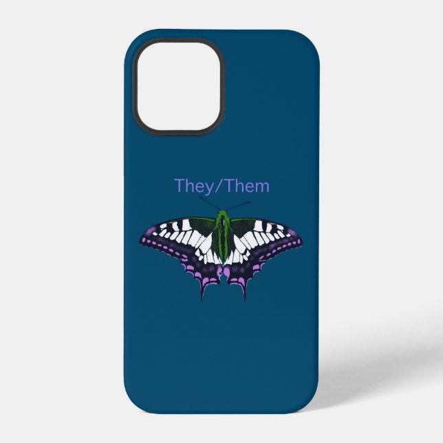 They/Them Nonbinary Pride Swallowtail Butterfly iPhone 12 Pro Hülle (Rückseite)