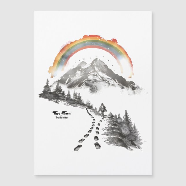 They/Them Trailblazer – LGBTQ Pride Camping Art,  Magnetkarte (Vorderseite)