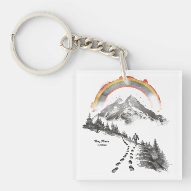 They/Them Trailblazer – LGBTQ Pride Camping Art,  Schlüsselanhänger (Vorderseite)