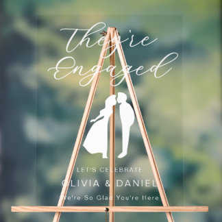 They're Engaged Minimal Script Acrylschild