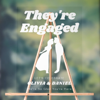 They're Engaged Retro Groovy Acrylschild