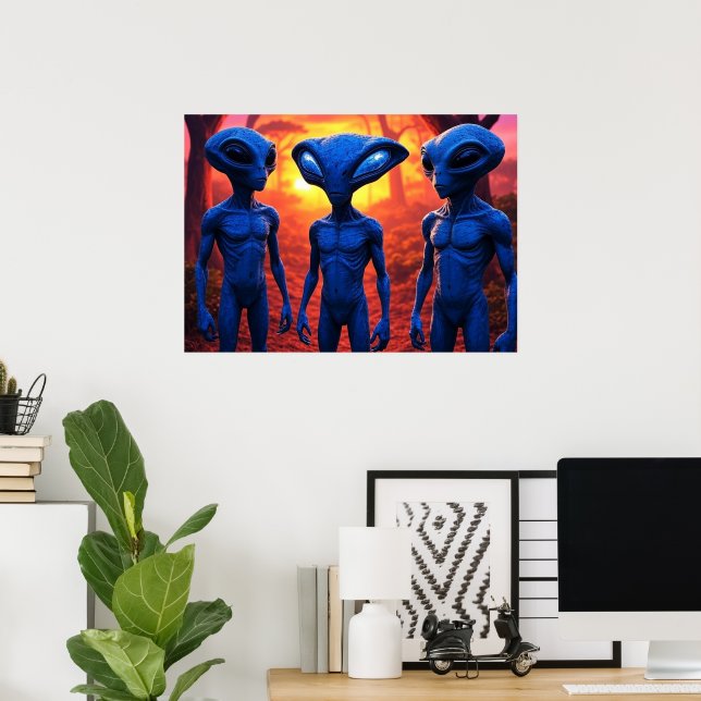They're Here AI Alien Art Poster (Heimbüro)
