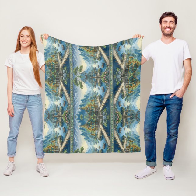 Thibaut Asian Landschaftlich Blue and Green Decora Fleecedecke (Beispiel)
