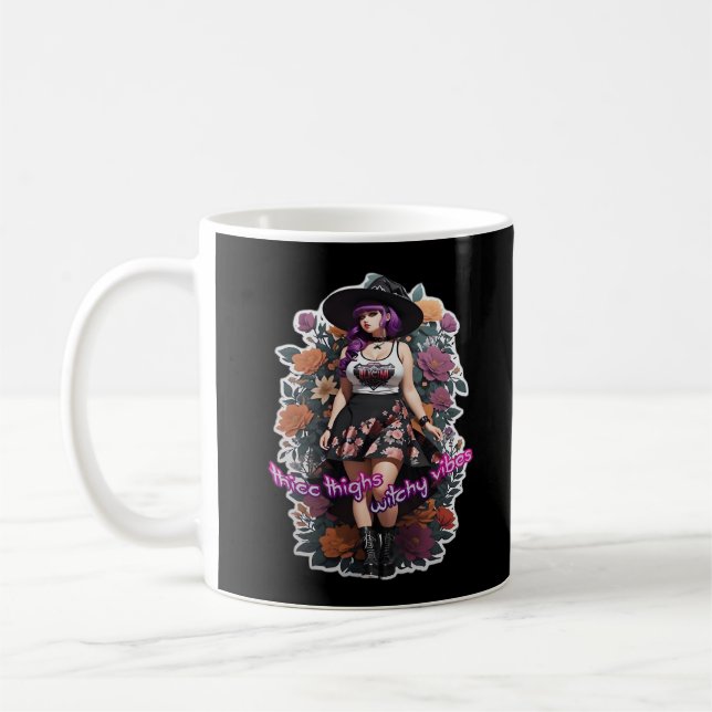 Thicc Thighs Witchy Vibes - Whimsigoth Hexenkern Kaffeetasse (Links)