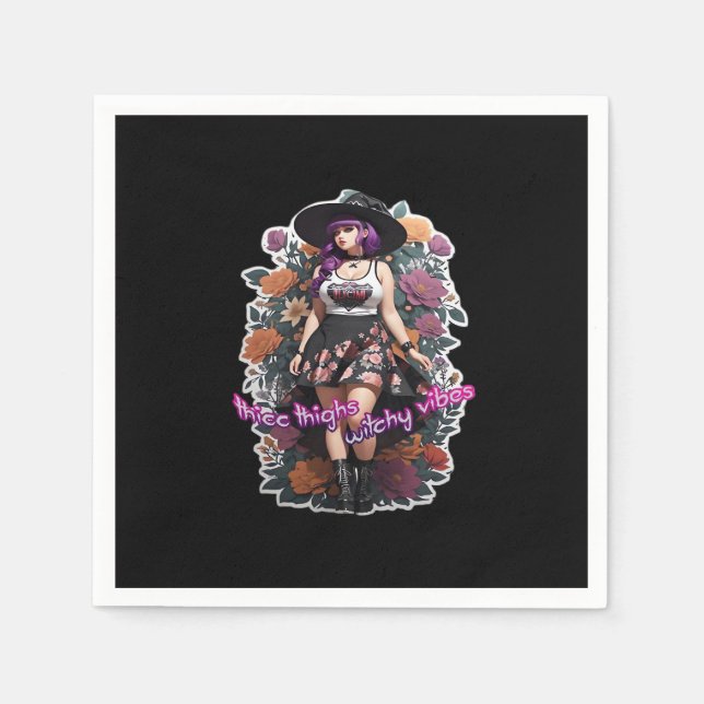 Thicc Thighs Witchy Vibes - Whimsigoth Hexenkern Serviette (Vorderseite)