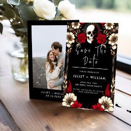 Thick Claret Ruby Heart Red Black Wedding Save The Date