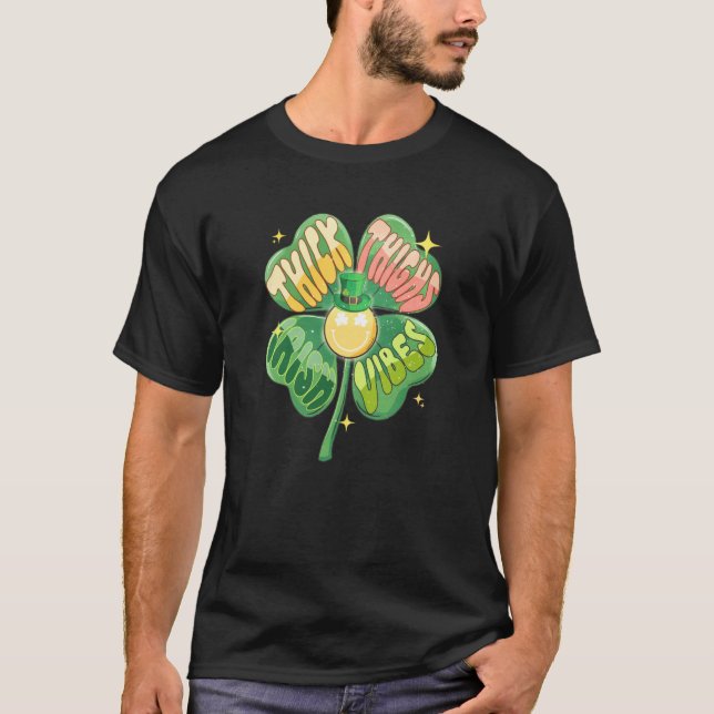 Thick Thighs Lucky Vibes Shamrocks Women's St Patr T-Shirt (Vorderseite)