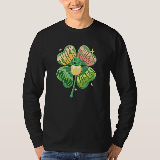 Thick Thighs Lucky Vibes Shamrocks Women's St Patr T-Shirt (Vorderseite)