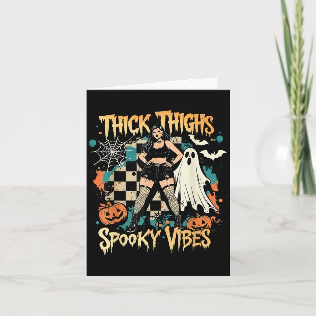 Thick Thighs Soky Vibes Funny Ghost Halloween Karte (Vorderseite)