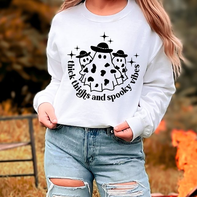 Thick Thighs & Spooky Vibes Ghost Halloween Sweatshirt (Von Creator hochgeladen)