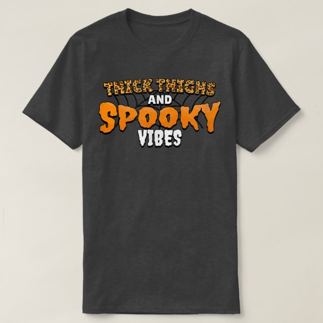 Thick Thighs Spooky Vibes Leopard Cheetah Funny Ha T-Shirt (Design vorne)