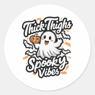 Thick Thighs Spooky Vibes Runder Aufkleber
