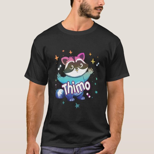 Thimo Name Mit Waschbär T-Shirt (Vorderseite)
