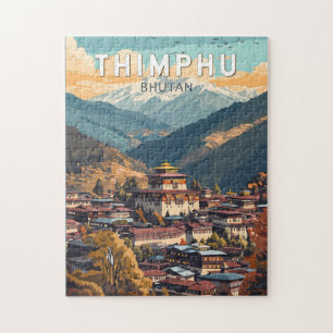 Thimphu Bhutan Illustration Reise Kunst Vintage