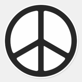 Thin Black on White Peace Symbol Runder Aufkleber