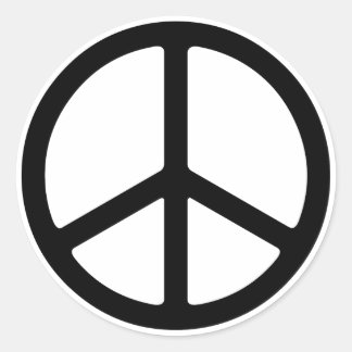 Thin Black on White Peace Symbol Runder Aufkleber