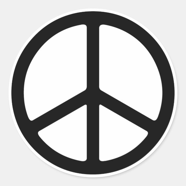 Thin Black on White Peace Symbol Runder Aufkleber (Vorderseite)