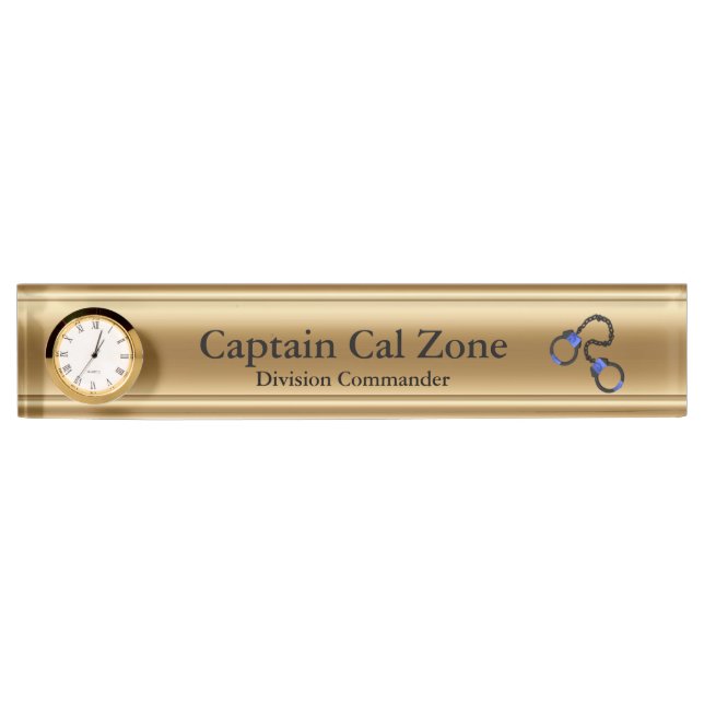 Thin Blue Line - 24 Karat Gold Look Namensplakette (Vorderseite)