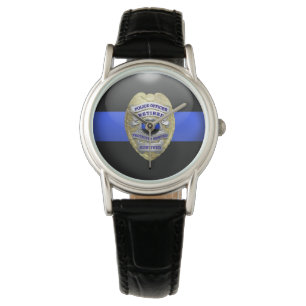 Thin Blue Line - 2-Tone Gold Remüde Police Abzeich Armbanduhr