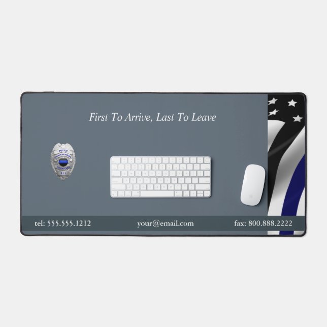 Thin Blue Line 911 Abzeichen Schreibtischunterlage (Tastatur & Maus)