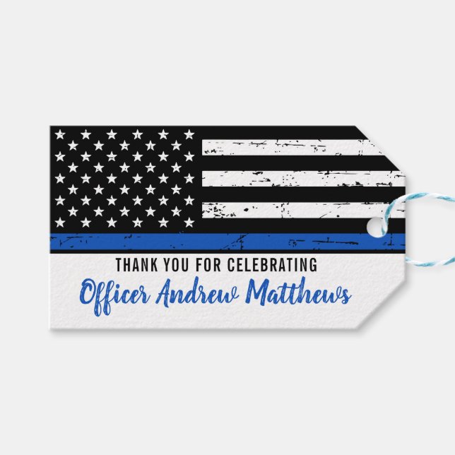 Thin Blue Line Abschluss für Strafverfolgungsbehör Geschenkanhänger (Vorderseite (Horizontal))