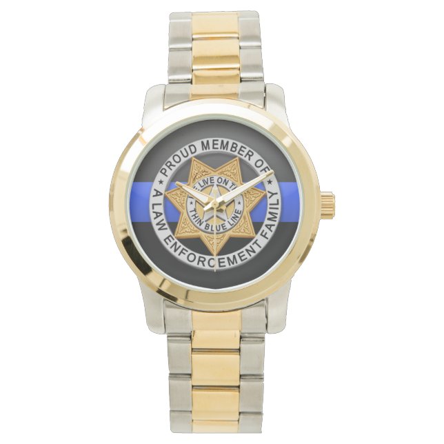 Thin Blue Line Abzeichen Armbanduhr (Vorderseite)