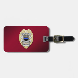 Thin Blue Line Abzeichen mit Knopf auf der Rücksei Gepäckanhänger