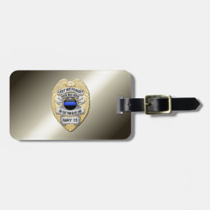 Thin Blue Line Abzeichen mit Knopf auf der Rücksei Gepäckanhänger